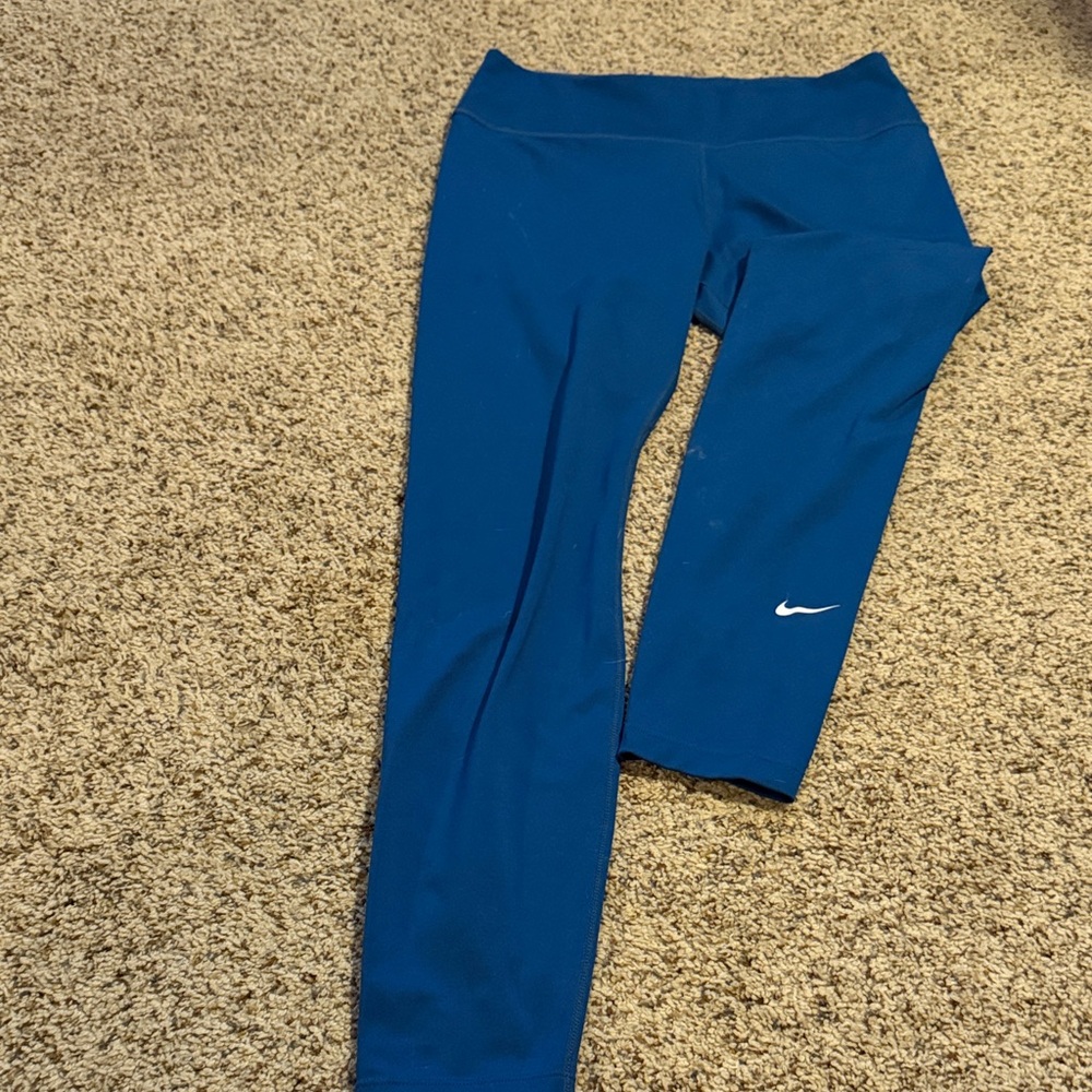 Nike Royal Blue Women's Performance Leggings with White Swoosh